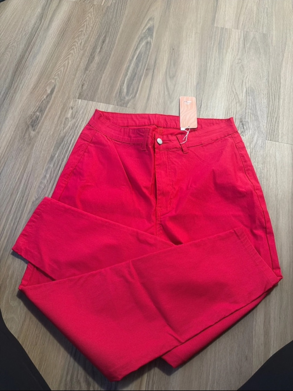 SHEIN High-Rise Straight Jeans - Hot Pink